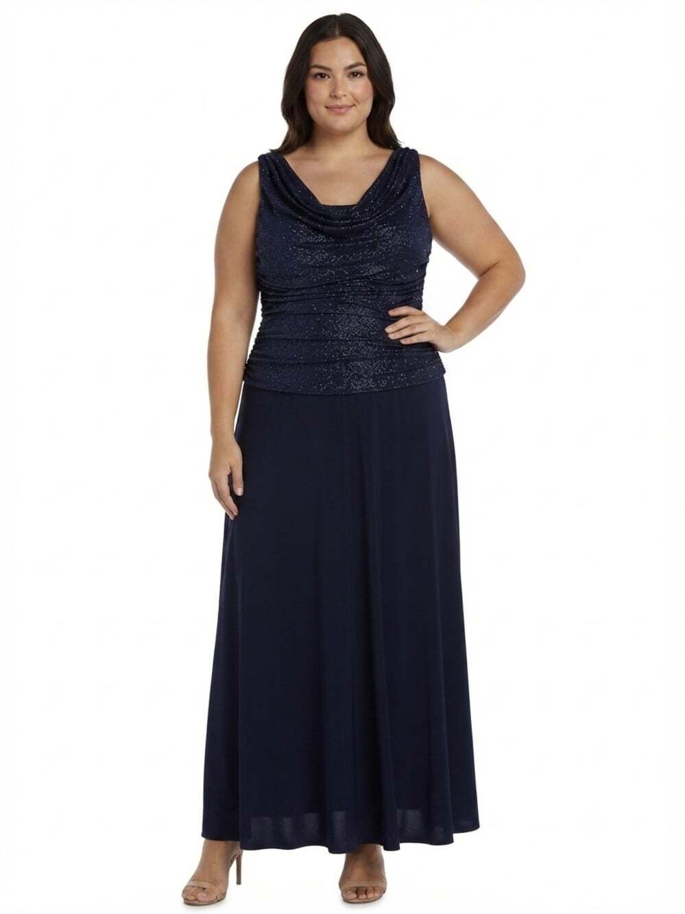 Laura Plus Sparkle Ruched Evening Cocktail Gown Dress Sz- 16W Black Tie Gala EUC